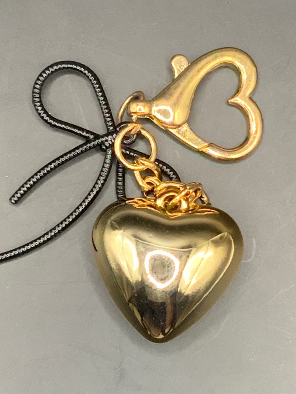Gold Heart Charm Keychain Necklace - Women's Jewelry